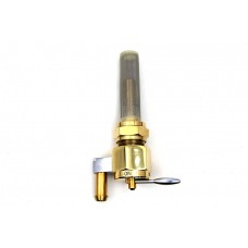 Brass hex petcock has inward spigot and is constructed of forged brass with screen. Features 3/8" National Pipe Thread brass hose spigot with nut. On/Off handle is chrome.