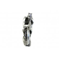 Devil and wheel fender ornament features silver pewter finish, with 1/4"-20 threaded stud.