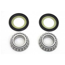 Fork bearing kit includes two tapered bearings and two seals.
